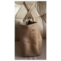 Longchamp SAC EN CUIR DE VEAU FRAPPÉ CROCO BISCUIT Beige -Style Mix Soldes 253163 4