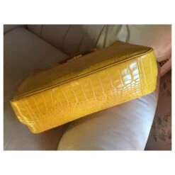 Longchamp SAC JAUNE ROSEAU EN CUIR DE VEAU FRAPPÉ CROCO 12 Longchamp SAC JAUNE ROSEAU EN CUIR DE VEAU FRAPPÉ CROCO -Style Mix Soldes 259852 4