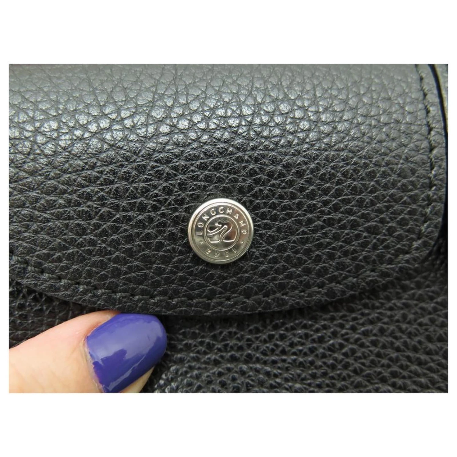 NEUF LOT TROUSSE + PORTE MONNAIE LONGCHAMP LE FOULONNE CUIR GRAINE NOIR 7 NEUF LOT TROUSSE + PORTE MONNAIE LONGCHAMP LE FOULONNE CUIR GRAINE NOIR – Image 5