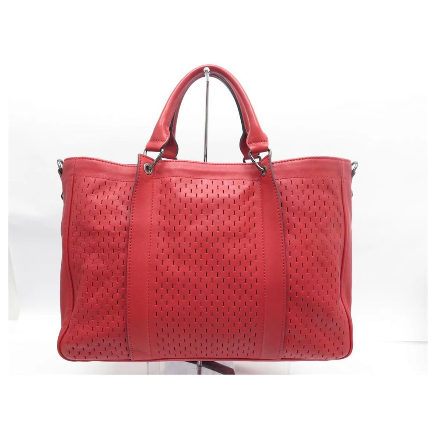 NEUF SAC A MAIN LONGCHAMP 3D 1285771713 EN CUIR PERFORE ROUGE HAND BAG 4 NEUF SAC A MAIN LONGCHAMP 3D 1285771713 EN CUIR PERFORE ROUGE HAND BAG – Image 2