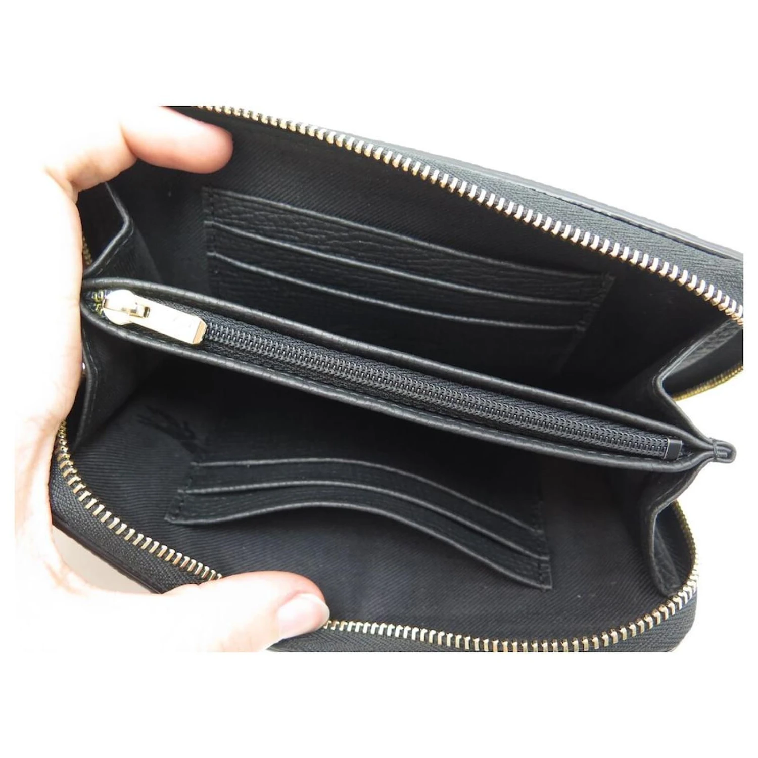 NEUF LOT LONGCHAMP MAILBOX PORTEFEUILLE COMPACT + PORTE CLE EN CUIR NOIR 5 NEUF LOT LONGCHAMP MAILBOX PORTEFEUILLE COMPACT + PORTE CLE EN CUIR NOIR â Image 3