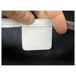 SAC A MAIN LONGCHAMP EN CUIR FACON PYTHON ARGENTE SILVER LEATHER HAND BAG Argenté -Style Mix Soldes 821095 9