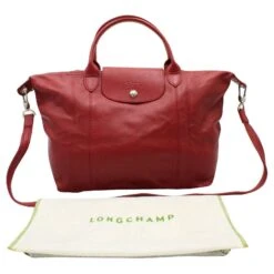 Longchamp Sac Cabas En Cuir Rouge Le Pliage -Style Mix Soldes 846537 6