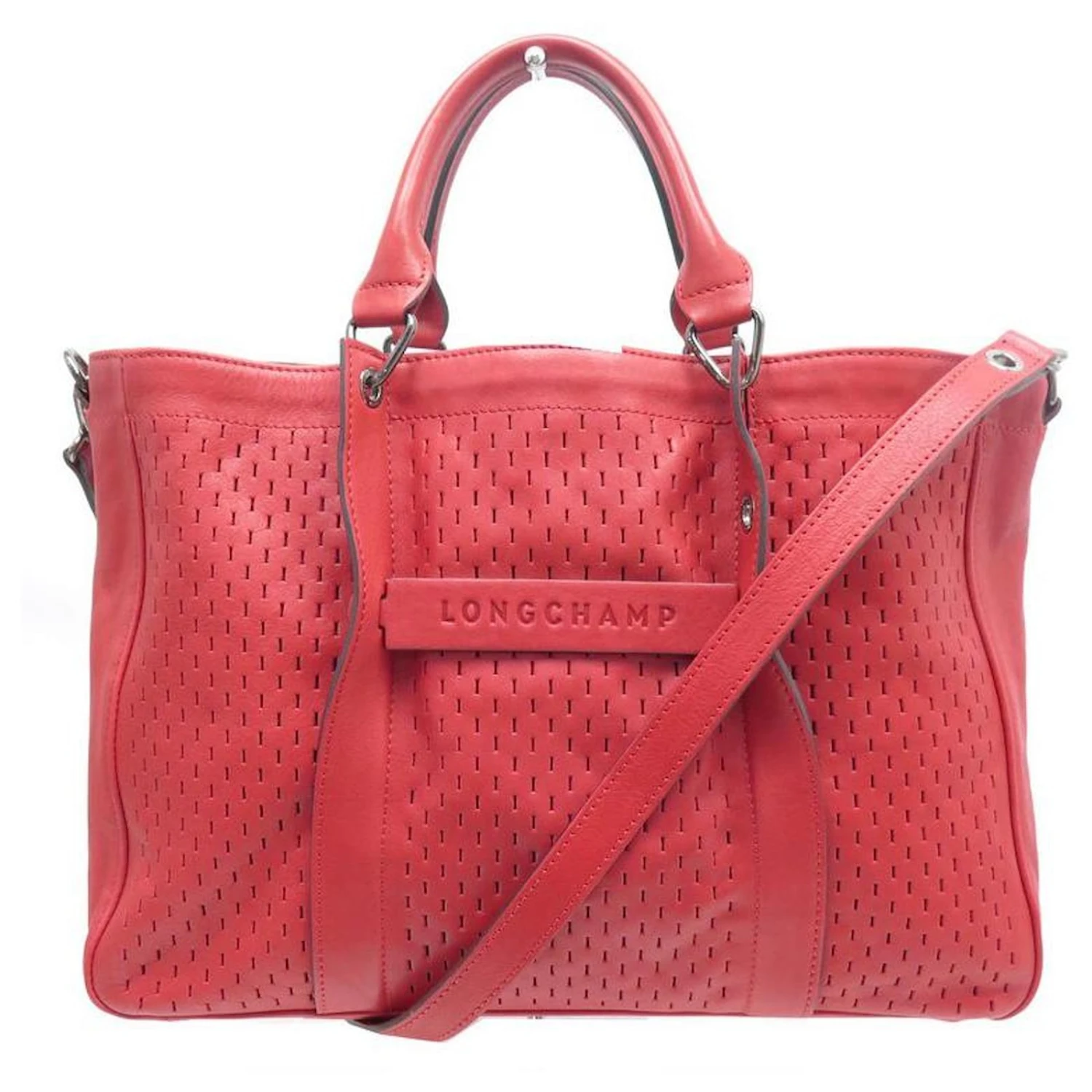 NEUF SAC A MAIN LONGCHAMP 3D 1285771713 EN CUIR PERFORE ROUGE HAND BAG 3 NEUF SAC A MAIN LONGCHAMP 3D 1285771713 EN CUIR PERFORE ROUGE HAND BAG