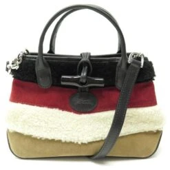 NEUF SAC A MAIN LONGCHAMP MOUTON PEAU RETOURNEE ET DAIM BANDOULIERE HAND BAG Multicolore