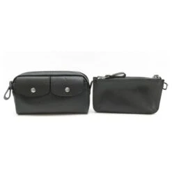 NEUF LOT TROUSSE + PORTE MONNAIE LONGCHAMP LE FOULONNE CUIR GRAINE NOIR