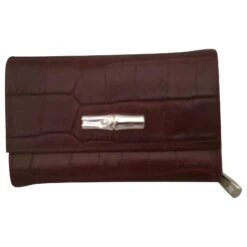 Roseau Longchamp COMPAGNON EN CUIR DE VEAU FRAPPÉ CROCO HORTENSIA Prune