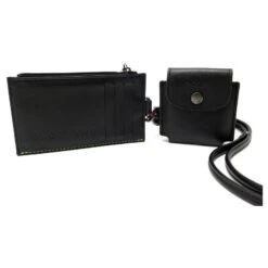 LOT LONGCHAMP PORTE MONNAIE CARTES AVEC CORDON ET ETUI AIRPODS CUIR NOIR