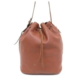 Longchamp SAC A MAIN LONCHAMP GRAND SEAU EN CUIR GRAINE CAMEL LEATHER BUCKET HAND BAG Caramel