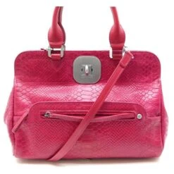 SAC A MAIN LONGCHAMP GATSBY 2826211318 CUIR FACON PYTHON FUSHIA BANDOULIERE Fuschia
