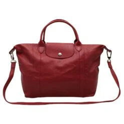 Longchamp Sac Cabas En Cuir Rouge Le Pliage