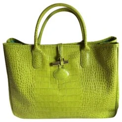 Longchamp SAC EN CUIR DE VEAU FRAPPÉ CROCO ANIS