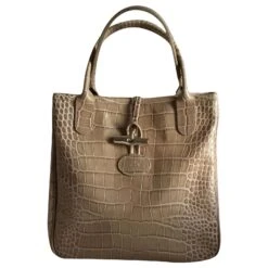 Longchamp SAC EN CUIR DE VEAU FRAPPÉ CROCO BISCUIT Beige