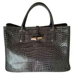 Roseau Longchamp SAC GRIS EN. UKR DE VEAU FRAPPÉ CROCO Gris Anthracite