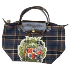 Superbe Sac Pliage Collector Longchamp Glorificus Diversus Bleu Beige Marron Clair